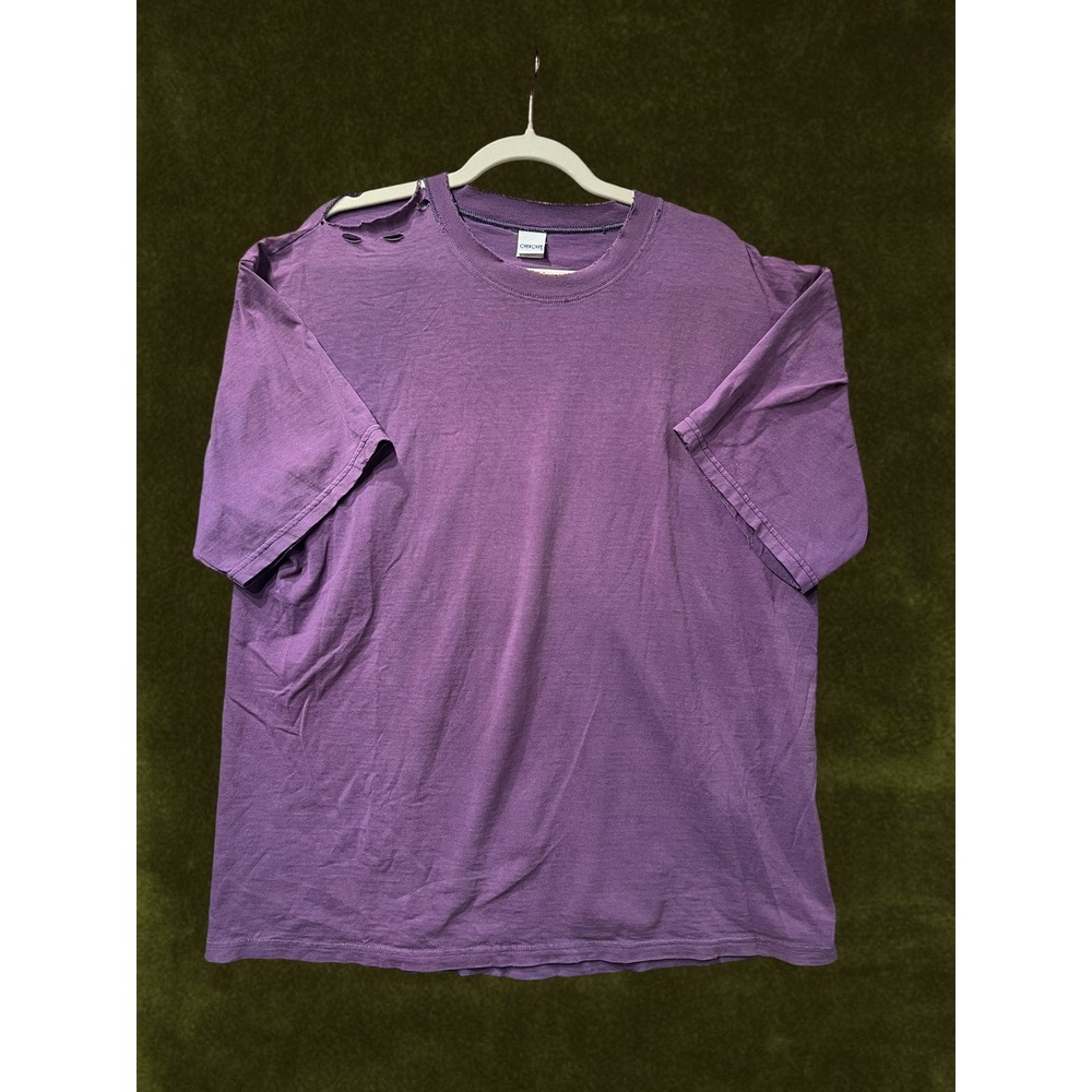 Vintage 90s Cherokee Purple Distressed T-Shirt Made in USA Single Stitch XL